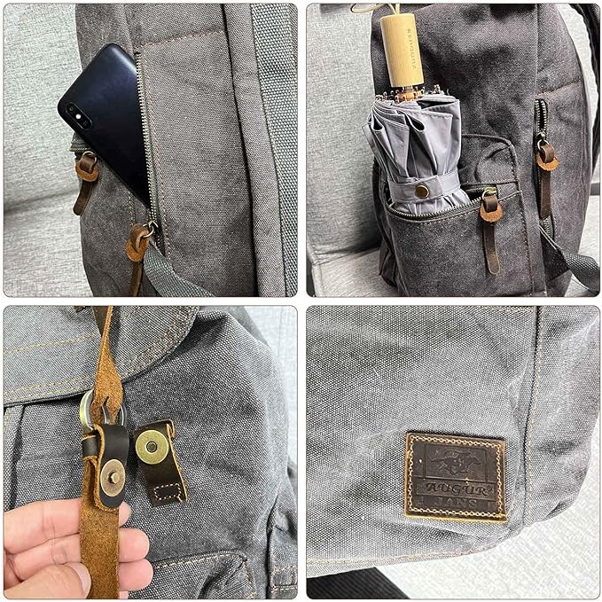 AUGUR High Capacity Canvas Vintage Backpack - Image 6