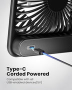 Koonie USB Desk Fan, Strong Wind Ultra Quiet Small Personal Fan - Image 4
