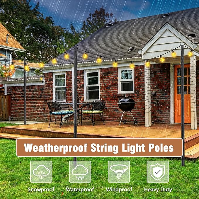 NUERPO String Light Poles, Metal Poles - Image 5