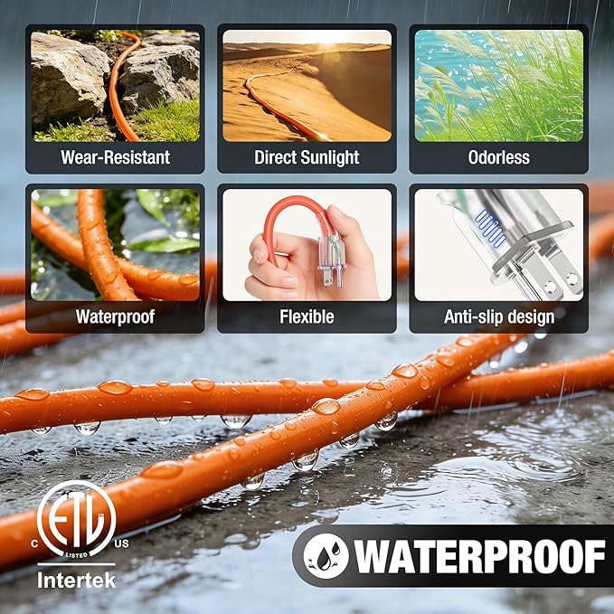 Outdoor Extension Cord 10 FT Waterproof, 12/3 Gauge Heavy Duty 3 Prong Power - Image 5
