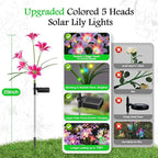 Upgrade Solar Lights Outdoor Garden Decor: 2 Pack Solar Lily Flowers, 10 - Image 2