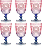 XUWAIDSGN 6Pcs Plastic Vintage Wine Glasses 13.5oz Reusable Embossed Goblet by XUWAIDSGN