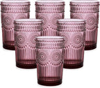 ZMOWIPDL Vintage Glassware Drinking Glasses Set of 6, 13 oz Purple Textured by ZMOWIPDL
