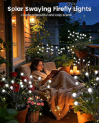 OZS 10 Pack Total 80 LED Solar Firefly Lights Fairy Outdoor - Image 4