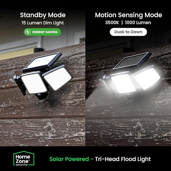 Home Zone Security 2 Packs Solar Flood Lights Outdoor Motion Sensor 120 Degrees - Image 2