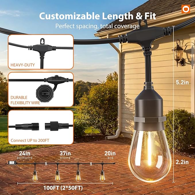 addlon 100FT Outdoor String Lights - Image 6