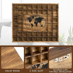 GlikCeil 44 Slots 28 x 23'' Medium World Map Shot Glass Display Case Rustic - Image 4