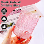 YOUBET 24PCS Plastic Drinking Glasses - 14OZ Pink Hobnail Drinkware Glasses - - Image 4