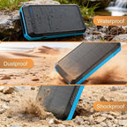 Solar Power Bank 33800mAh with Super Bright LED Flashlight, Built-in 4 Cables & - Image 4