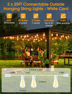 Larkvue 50FT Outdoor String Lights, Patio Lights - Image 2
