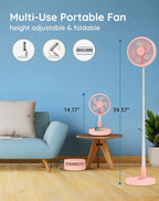 Primevolve Battery Operated Fan, Portable Rechargeable USB Floor Table Desk Fan - Image 2