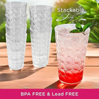 Kate Aspen Clear Plastic Drinking Glasses Set of 8, 19 oz, Hobnail Bubble - Image 4