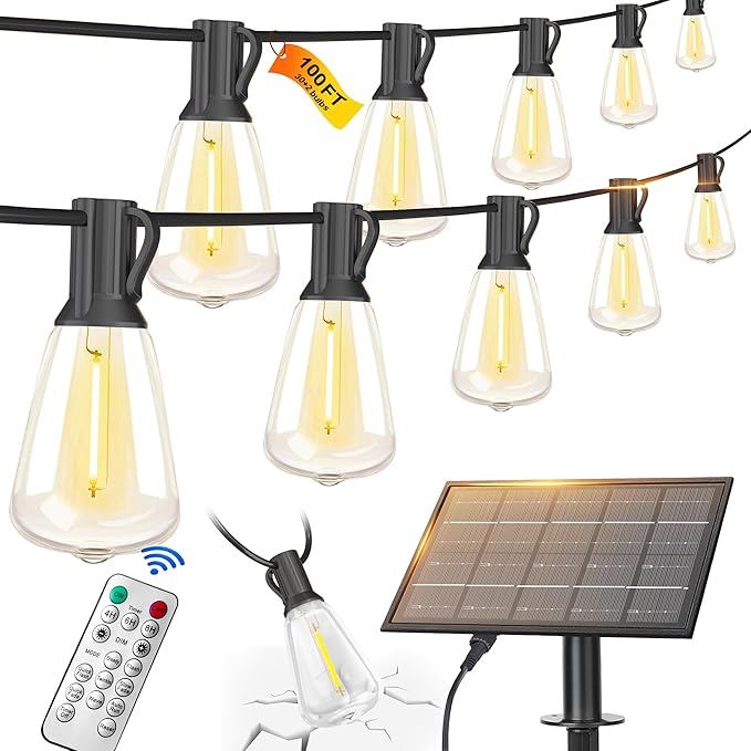 BLIATLUS 100FT Solar String Lights Outdoor Waterproof by Belllights