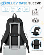SEAFEW Black Backpack for School, High School Bookbag Back Pack for Teens Girls - Image 6