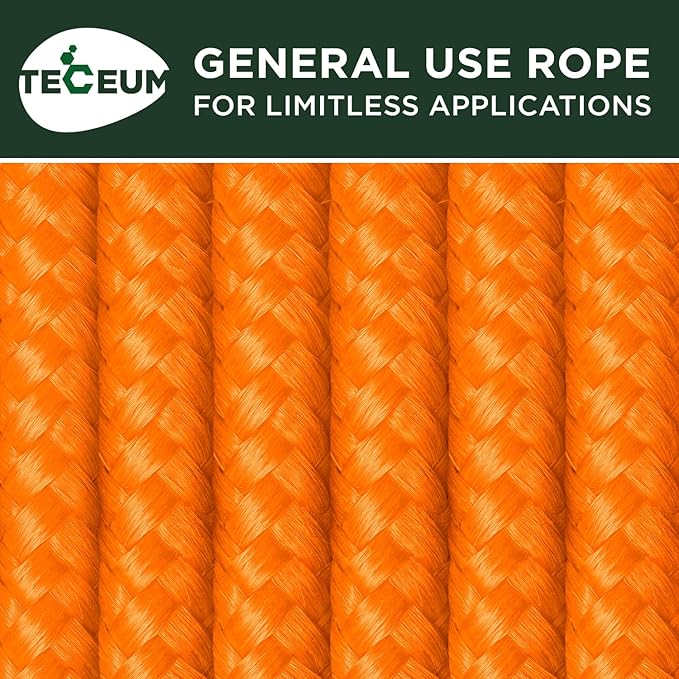 TECEUM Rope – 90 Feet x 1/4 Inch – Orange Yellow – Strong All-Purpose Utility - Image 9
