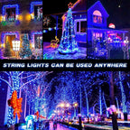 JMEXSUSS 600 LED Blue Solar Christmas Lights, 206.7ft Blue Christmas Lights - Image 6