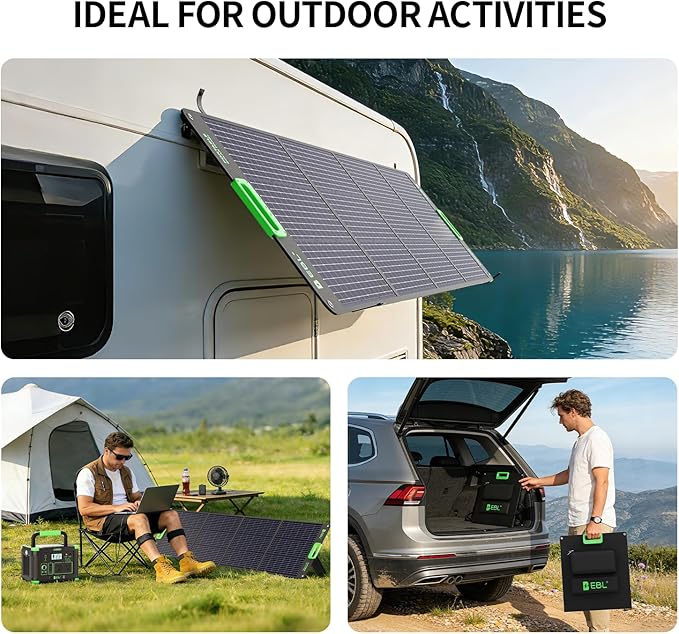 EBL 200W Portable Solar Panel for Power Station, Foldable Solar Charger w/ 4 - Image 8