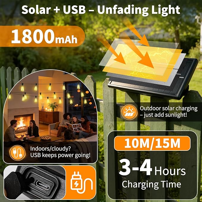 Outdoor Solar String Lights Waterproof: ST38 33ft Shatterproof Patio Lights - Image 3