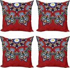 Ambesonne Mandala Throw Pillow Cushion Case Pack of 4, Color Jumble of Lace by Ambesonne