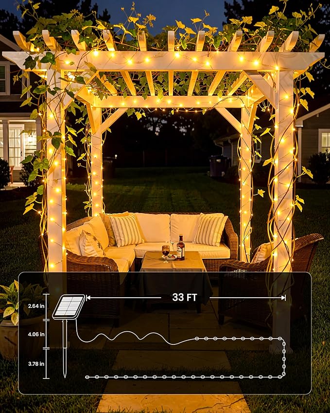 Minetom 4 Pack Solar String Lights, Total 132Ft 400 LED Solar Fairy Lights - Image 5
