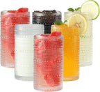 Vintage Hobnail Drinking Glasses Set of 6, 16 oz Large Capacity Embossed Clear - Image 7