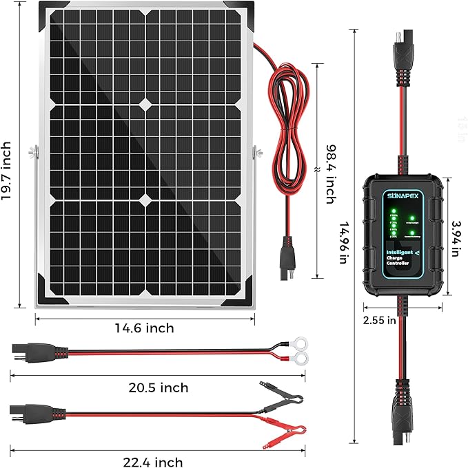 SUNAPEX 30W Solar Battery Charger: 12V Waterproof Solar Panel Kit - Image 7