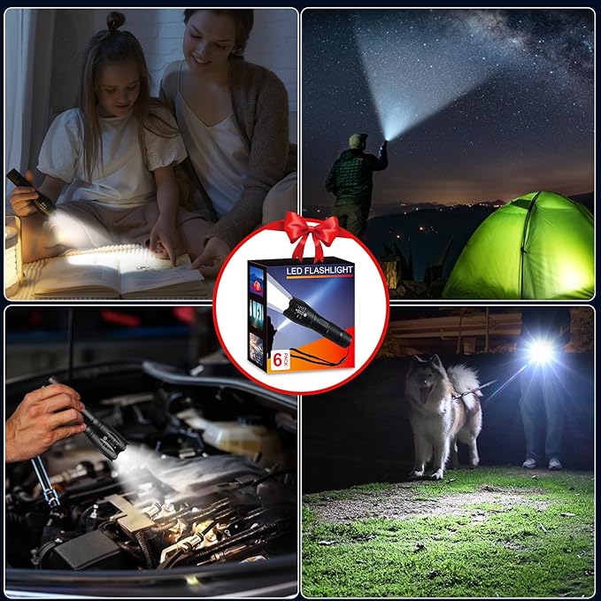 6Pack LED Flashlights High Lumens, 5Mode Tactical Flashlight - Image 7