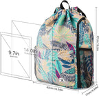 Drawstring Backpack with Mesh Pockets String Gym Bag Sackpack Sandproof Water - Image 7