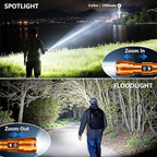 WdtPro LED Rechargeable Flashlight 2 Pack, Super Bright Zoomable 6000 Lumens - Image 2