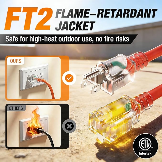 Outdoor Extension Cord 25 FT Waterproof, 12/3 Gauge Heavy Duty 3 Prong Power - Image 5