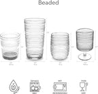 Beaded 15.6 oz Durable Acrylic Double Old Fashioned Drinking Glasses, - Image 5
