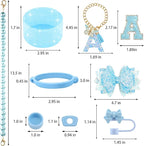 9PCS Blue for Stanley Cup Accessories Set Bling Initials Bow Charms for Stanley - Image 3