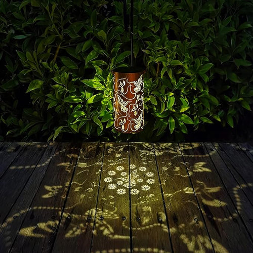 2 Pack Solar Lanterns Outdoor Hanging Hummingbird Decor Lantern, Waterproof - Image 2