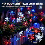 ITICdecor 50 LED Solar Flower String Lights Outdoor Waterproof 4th of July - Image 3