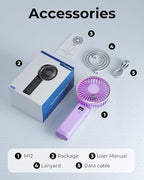 TUNISE Portable Handheld Fan, 180 Adjustable, 6 Speed Wind, USB Rechargeable - Image 8