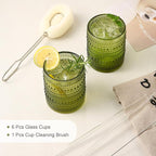 ZMOWIPDL Vintage Glassware Drinking Glasses Set of 6, 12 oz Hobnail Glass Cups - Image 5