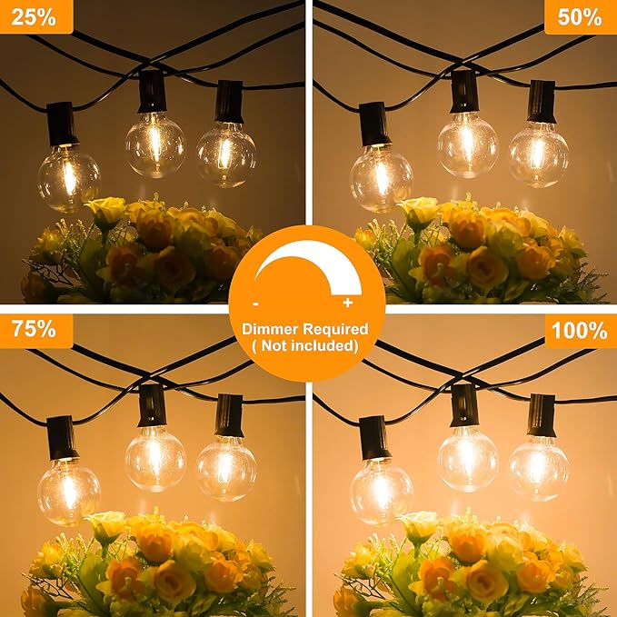 Bosceos 50FT Outdoor G40 LED Globe String Lights Dimmable Waterproof - Image 2