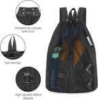 WANDF Swim Bag Mesh Drawstring Backpack Beach Backpack - Image 6
