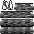Black Carabiner, Heavy Duty Galvanized Steel Spring Snap Hook Carabiner Clips by High-PQ