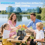 Dual Head Portable Rechargeable Fan 20000mAh Battery Powered Fan Camping - Image 2