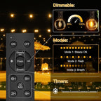 Ollny 35FT Solar Patio Lights, Waterproof Remote Control Dimmable Timers 3Modes - Image 3