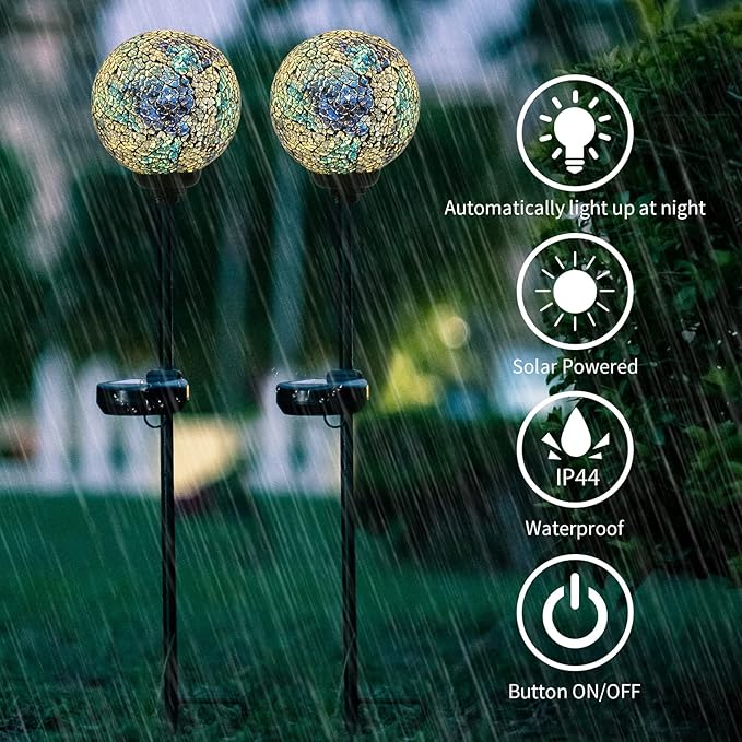 VCUTEKA Mosaic Solar Light, Solar Garden Decorative Lights Outdoor Waterproof - Image 3