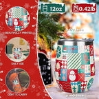 Christmas Wine Tumbler 12 oz Christmas Stainless Steel Wine Glass - Image 2