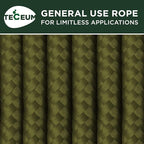 TECEUM Rope – 90 Feet x 1/4 Inch – Army Green – Strong All-Purpose Utility Rope - Image 9