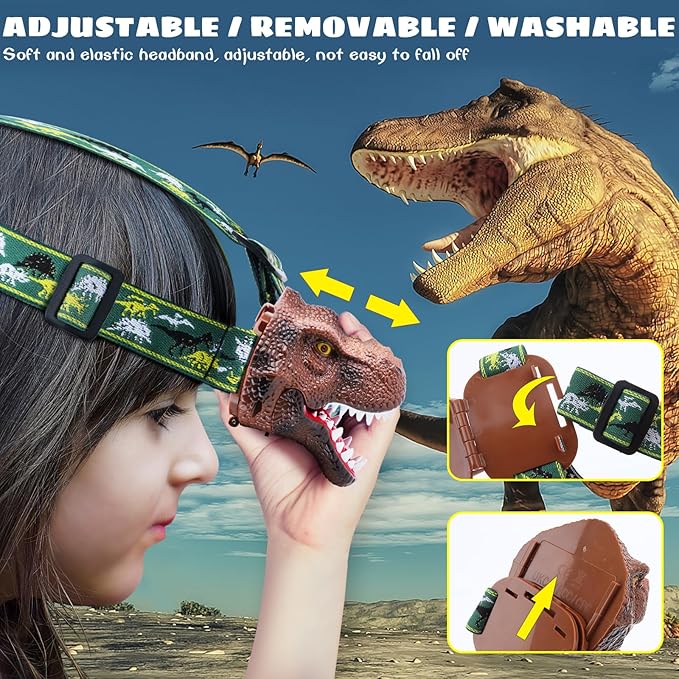 Dysaim Kids Headlamp, Dinosaur LED Rechargeable Headlamp - Image 5