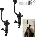 Mystic Colonial Rustic Cast Iron Wall Hooks – Heavy Duty Vintage Utility Hooks by SaKeGa