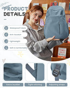 SEAFEW Small Blue Backpack for School Women Girls, Waterproof Bookbag Cute High - Image 5