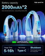 Rohent Rechargeable Neck Fan for Cooling: Powerful High Speed Battery Operated - Image 4
