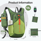FIORETTO 10L Lightweight Packable Hiking Backpack Small Foldable Daypack - Image 5