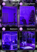 Brightown 300 LED Purple Fairy Curtain Lights, 9.8ft x 9.8ft String Lights - Image 7